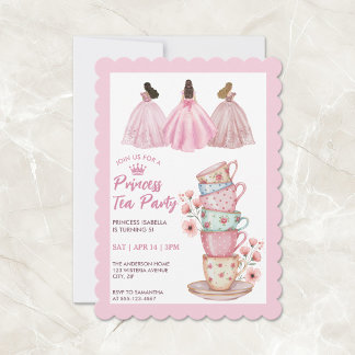 Princess Tea Party Whimsical Pink Watercolor  Einladung