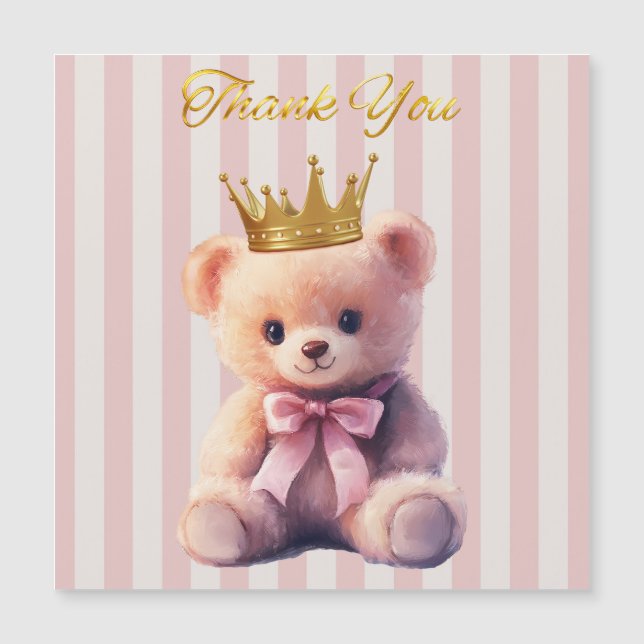 Princess Teddy Bear Thank you Magnetkarte (Vorderseite)