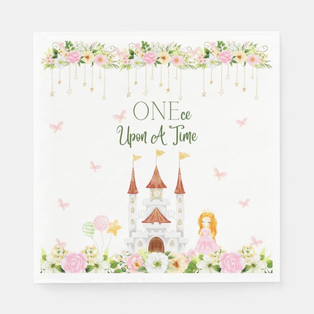 Princess Theme Party - Erster Geburtstag Serviette (Vorderseite)
