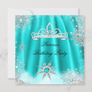 Princess Tiara Aquamarin Blue Snowflake Geburtstag Einladung