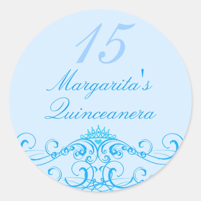 Princess Tiara Blue Quinceanera Sticker (Vorderseite)