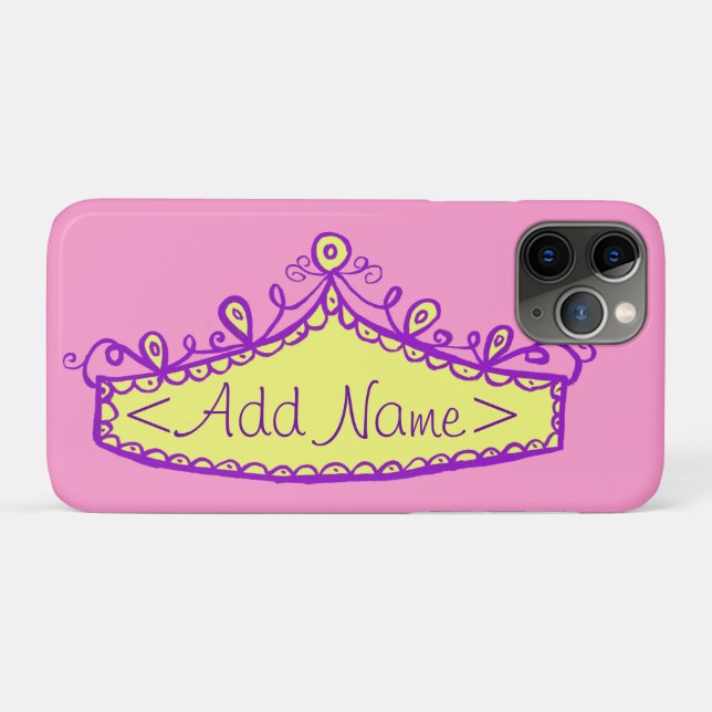 Princess Tiara Crown Individuelle Name iPhone Case (Rückseite (Horizontal))