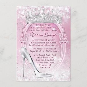 Princess Tiara Glass Shoe Aschenputella Quinceaner Einladung