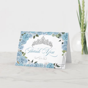 Princess Tiara Light Blue Rose Dankeskarte