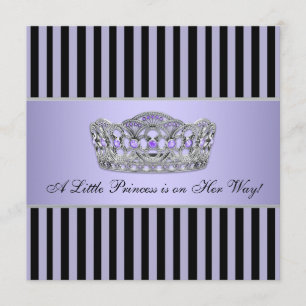 Princess Tiara Lila Black Baby Girl Dusche Einladung
