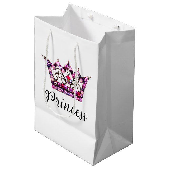 "Princess" Tiara Mittlere Geschenktasche Geschenktüte (Vorderseite Schrägansicht)