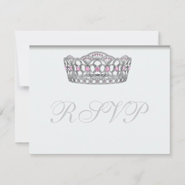 Princess Tiara UAWG White Response Card RSVP Karte (Vorderseite)