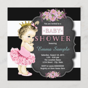 Princess Tutu Girls Chalkboard Babydusche Einladung