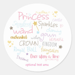 PRINCESS Typografie Geburtstagspartei Custom Aufkl Runder Aufkleber