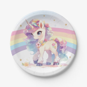 Princess Unicorn 1. Geburtstag Party Regenbogen Pappteller