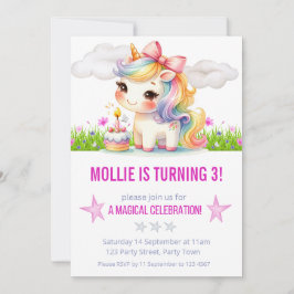 Princess Unicorn Birthday Party Einladung