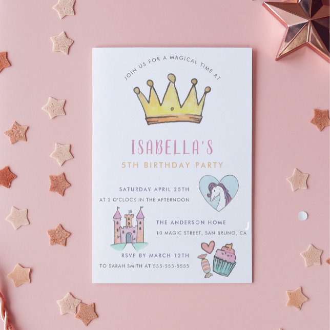 Princess Unicorn & Castle Einladung (The Card Front Mock-up)