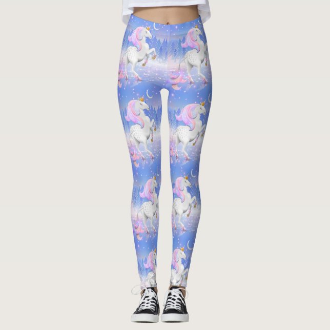 Princess Unicorn Forest Scene Leggings (Vorderseite)