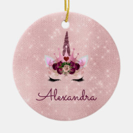 Princess Unicorn Rose Gold - Rosa Rosa Keramik Ornament
