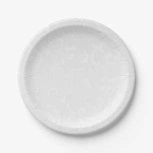 Princess White Damask Storybook Elegante Hochzeit Pappteller