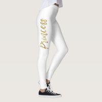 Princess White & Gold Imitats Foil Yogo Pants