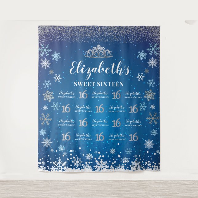 Princess Winter Sweet 16 photobooth Backdrop Wandteppich (Vorderseite)