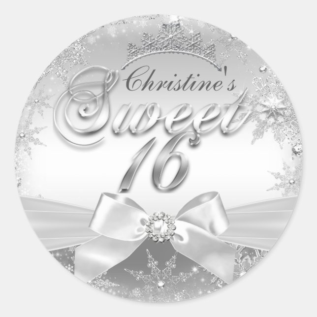 Princess Winter Wonderland Silver Sweet 16 Sticker (Vorderseite)