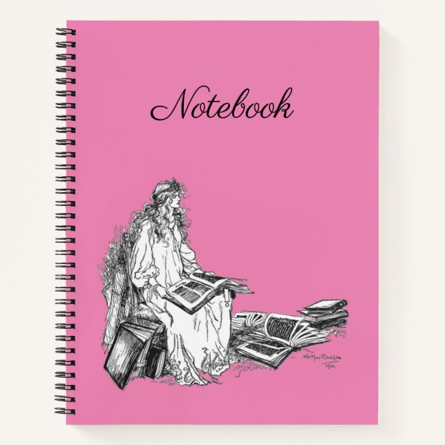 Princess with Books Notebook Notizbuch (Vorderseite)
