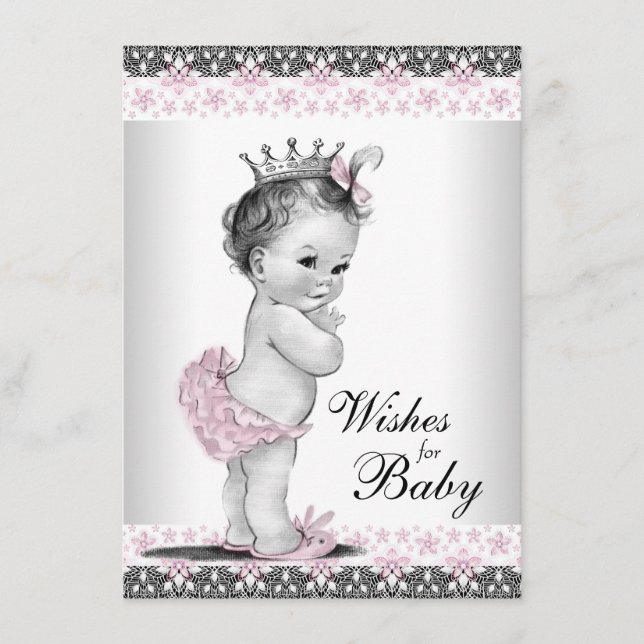Princess wünscht sich Baby Card Girl Dusche Hinweiskarte (Vorderseite)