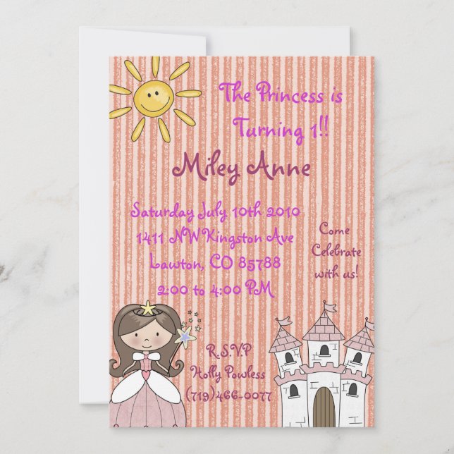 Princessmiley copy, The Princess is Turning 1!.... Einladung (Vorderseite)