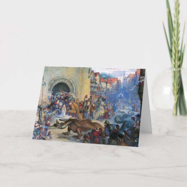 Princess's Birthday Dragon Folded Greeting Card Karte (Vorderseite)