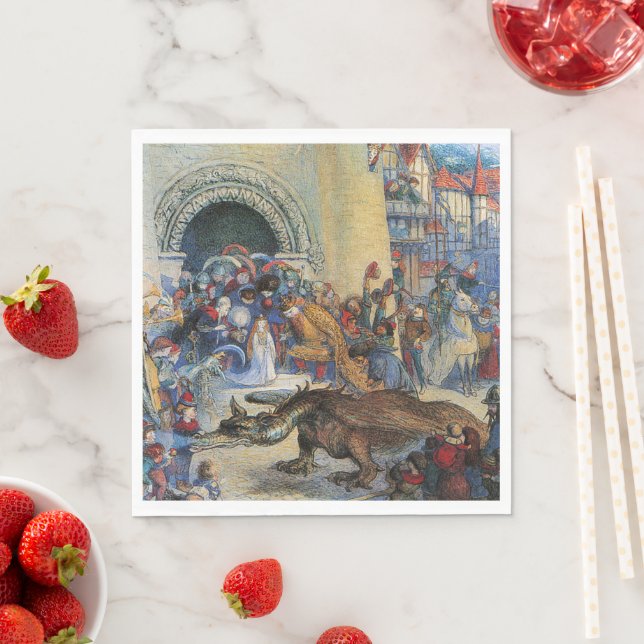 Princess's Birthday Dragon Folded Greeting Card Serviette (Beispiel)