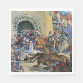 Princess's Birthday Dragon Folded Greeting Card Serviette