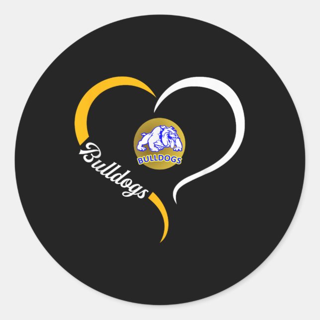 Princeton Bulldogs Logo Halbherz Slogan Hs Runder Aufkleber (Vorderseite)