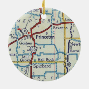 Princeton MO Vintag Map Keramik Ornament