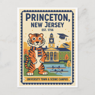 Princeton, NJ – Retro-Reiseplakat im Stil der 1950 Postkarte