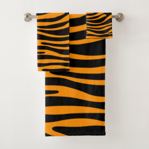 Princeton Orange Zebra Print Badhandtuch Set