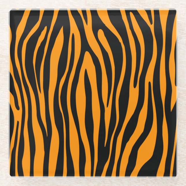 Princeton Orange Zebra Print Glasuntersetzer (Vorderseite)