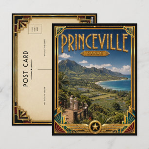 Princeville Hawaii Vintage Art Deco Golden Age Postkarte