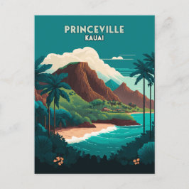 Princeville Kauai Hawaii Beach Mountains Retro Postkarte