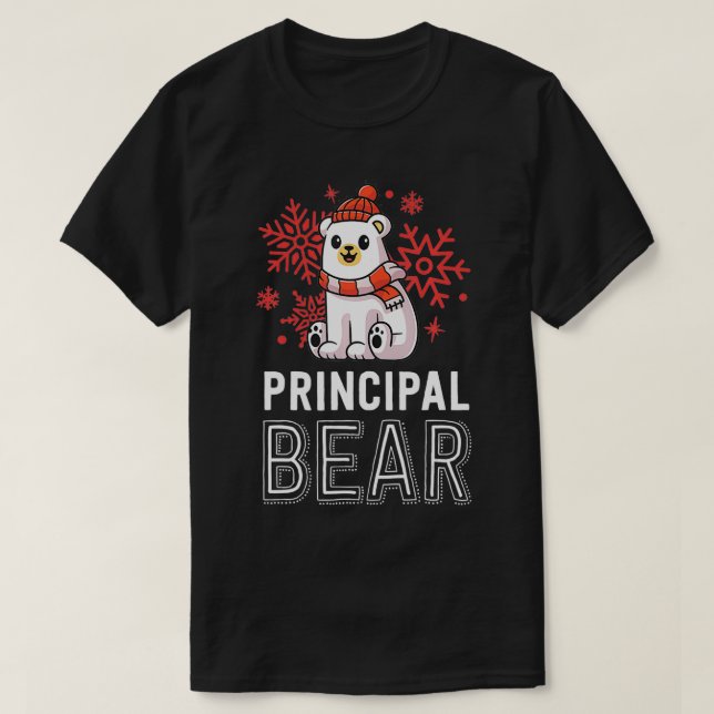 Principal Bären School Weihnachten Polar Bären Hol T-Shirt (Design vorne)