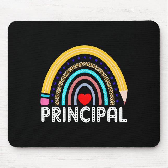 Principal Boho Rainbow Leopard Back To School Prin Mousepad (Vorne)