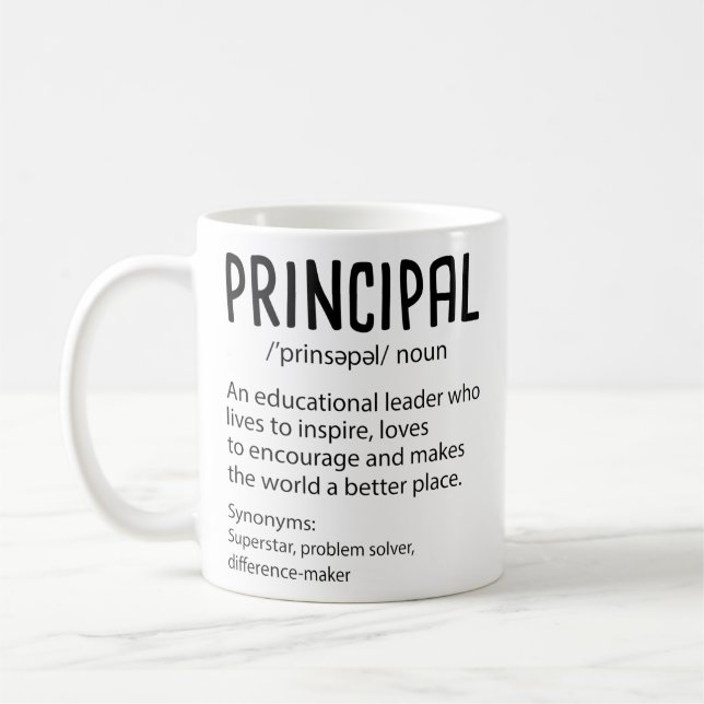 Principal Definition Funny Gift für Lehrer Kaffeetasse (Links)