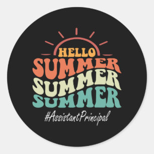 Principal Groovy Letzten Schultag Hallo Sommer Runder Aufkleber