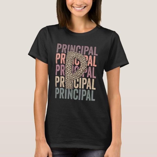 Principal Life Boho Leopard Teacher Appreciation T-Shirt (Vorderseite)