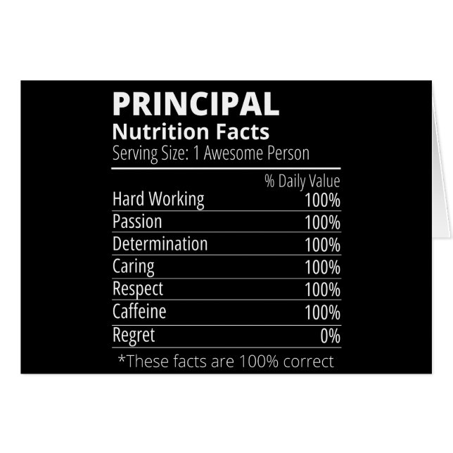 Principal Nutrition Facts Funny (Vorderseite (Horizontal))