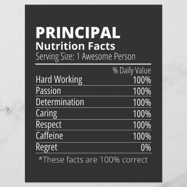 Principal Nutrition Facts Funny (Vorderseite)