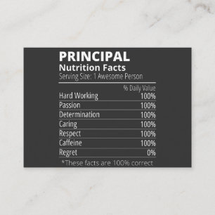 Principal Nutrition Facts Funny Visitenkarte