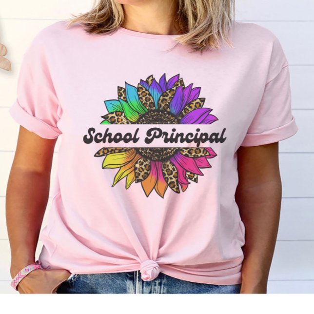 Principal Profession Regenbogen Sonnenblume T-Shirt (School Principal Profession Rainbow Sunflower T-Shirt
)