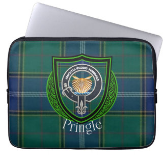 Pringle-Schottischer-Clan-Tartan und -Wappen Laptopschutzhülle