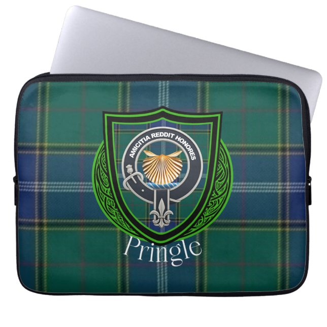 Pringle Scottish Clan Tartan and Crest  Laptopschutzhülle (Vorderseite)