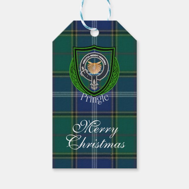 Pringle Scottish Clan Tartan & Crest Geschenkanhänger (Vorderseite)