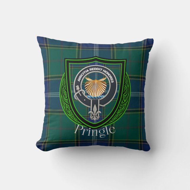 Pringle Scottish Clan Tartan & Crest Kissen (Vorderseite)