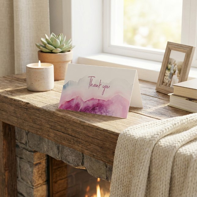 Prink Luxus Steineffekt dank Karte (Pink luxury stone effect thank you card.)