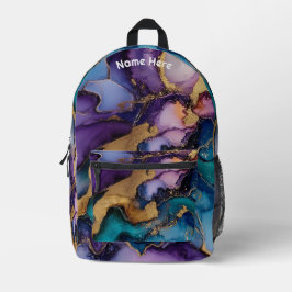 Print All Over Personalized Name Purple Agate  Bedruckter Rucksack